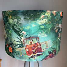 Load image into Gallery viewer, Velvet Vibrant Peacock and Meerkat Lampshade