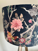 Load image into Gallery viewer, Velvet Navy Heron Wildlife Lampshade