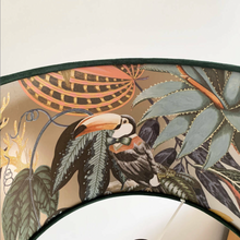 Load image into Gallery viewer, Green velvet with Gold Toucan Inner Lampshade