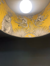 Load image into Gallery viewer, Grey Velvet with Yellow Leopard Jungle Themed Inner Lampshade