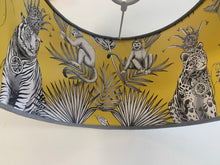 Load image into Gallery viewer, Grey Velvet with Yellow Leopard Jungle Themed Inner Lampshade
