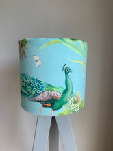 Load image into Gallery viewer, Velvet Aqua Peacock Drum Lampshade