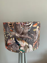 Load image into Gallery viewer, Velvet Grey Jungle themed Lampshade