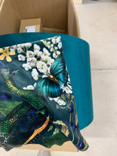 Load image into Gallery viewer, Aqua Velvet with Gold Inner Drum Lampshade