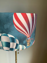 Load image into Gallery viewer, Velvet Hot Air Balloon Peacock Blue Lampshade