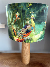 Load image into Gallery viewer, Velvet Vibrant Peacock and Meerkat Lampshade
