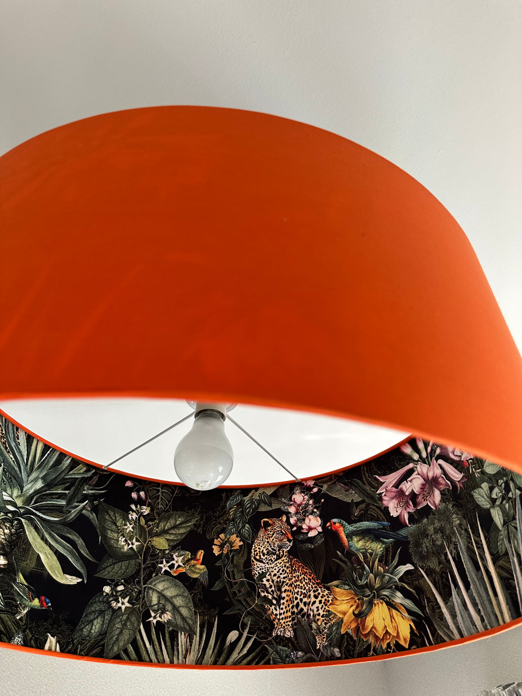Orange with Velvet Leopard Inner Lampshade / Ceiling Pendant
