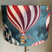 Load image into Gallery viewer, Velvet Hot Air Balloon Peacock Blue Lampshade
