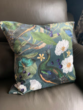Load image into Gallery viewer, Velvet Peacock in Nature Cushion
