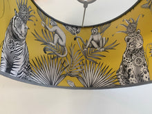 Load image into Gallery viewer, Grey Velvet with Yellow Leopard Jungle Themed Inner Lampshade
