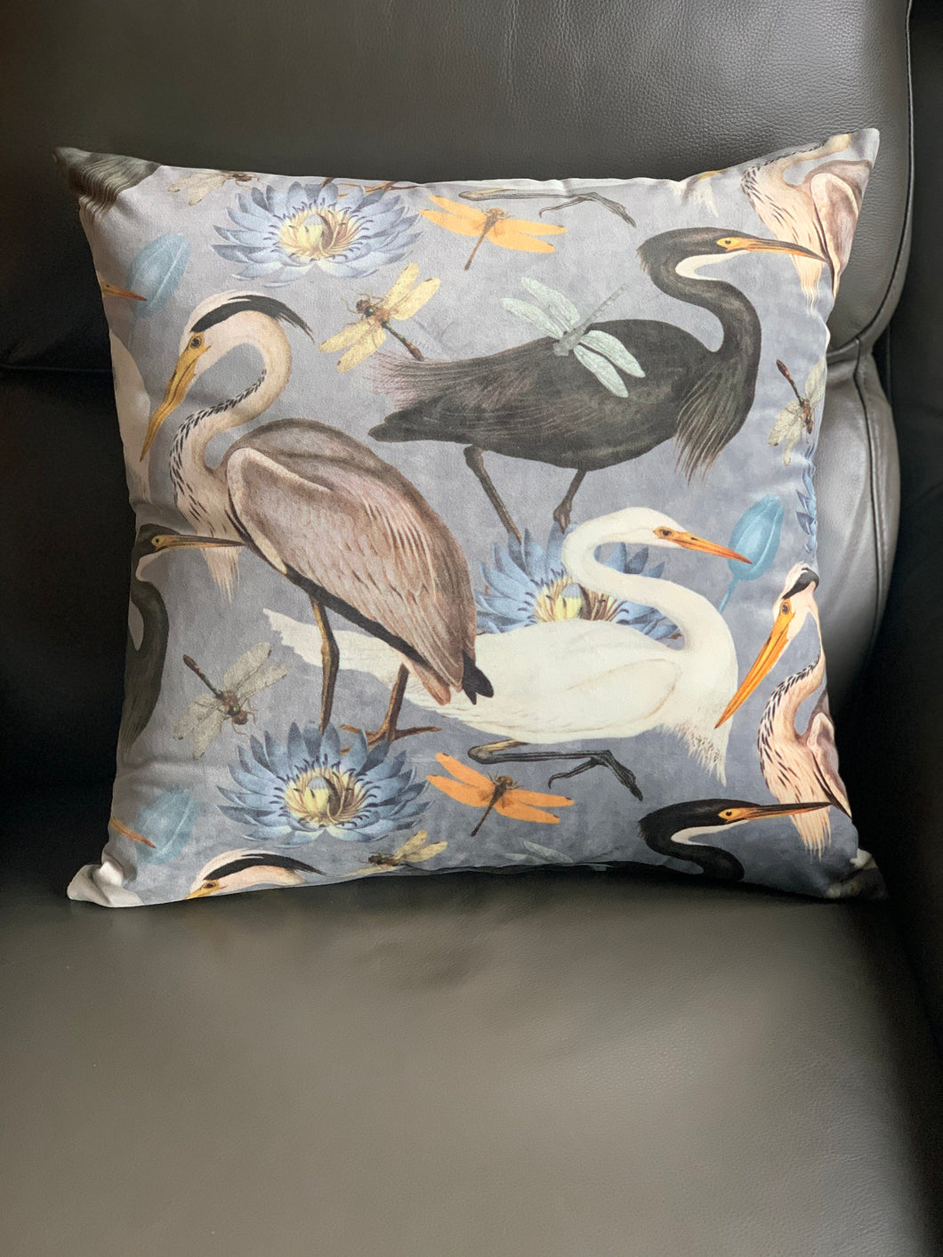 Velvet Heron Cushion