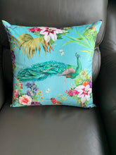 Load image into Gallery viewer, Velvet Vibrant Peacock 50 x 50cm Cushion
