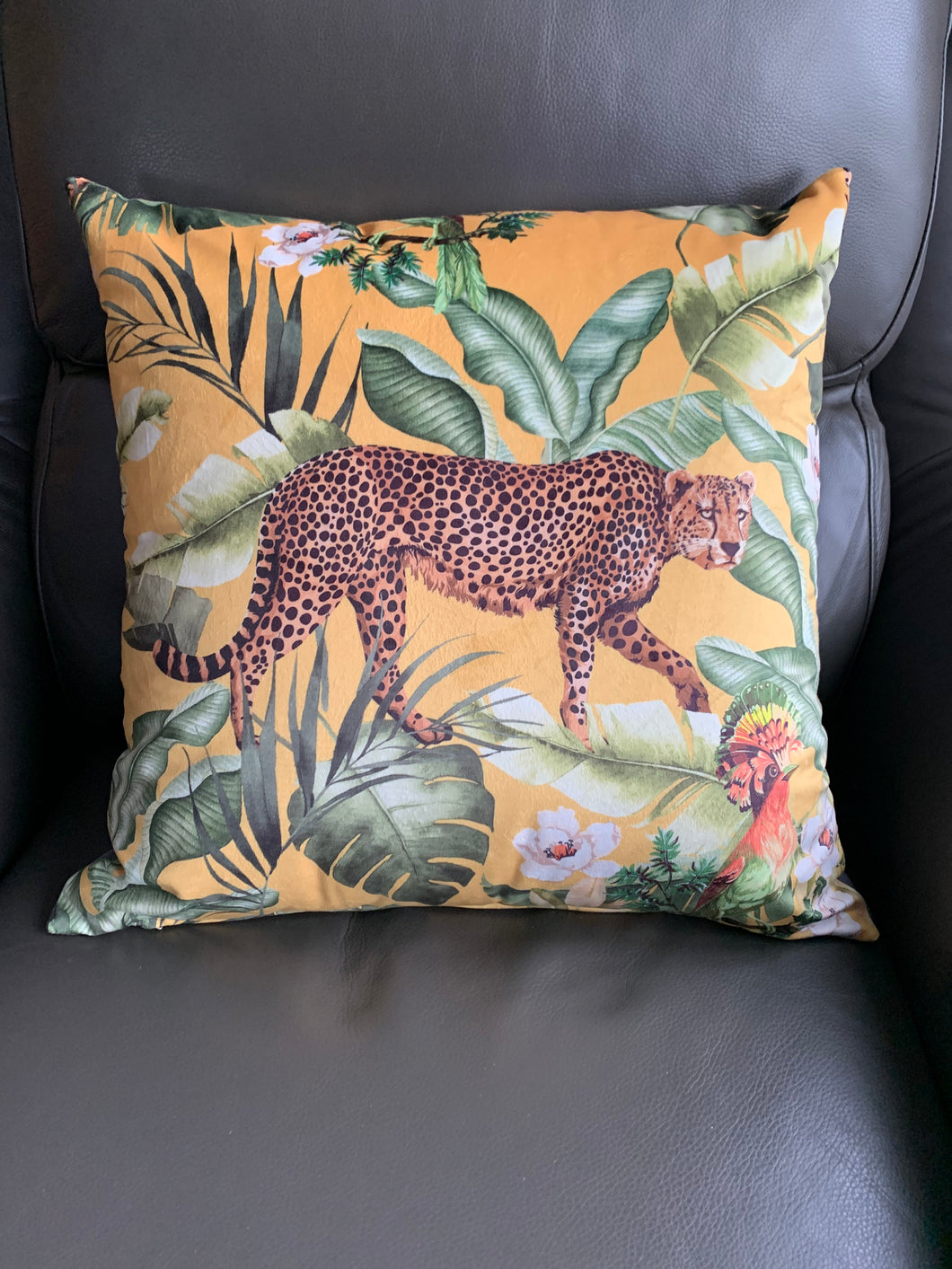 Velvet Leopard 50 x 50cm Cushion - Yellow